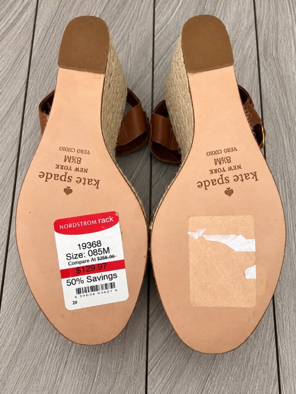 Kate Spade Luxe Studded Leather Espadrille Wedges Brown 8.5 NWOB - Picture 5 of 5